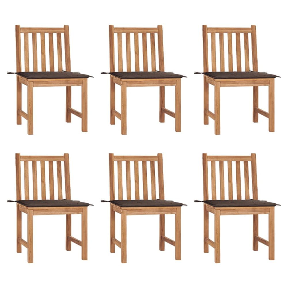 Petromila vidaXL Záhradné stoličky 6 ks s podložkami tíkový masív